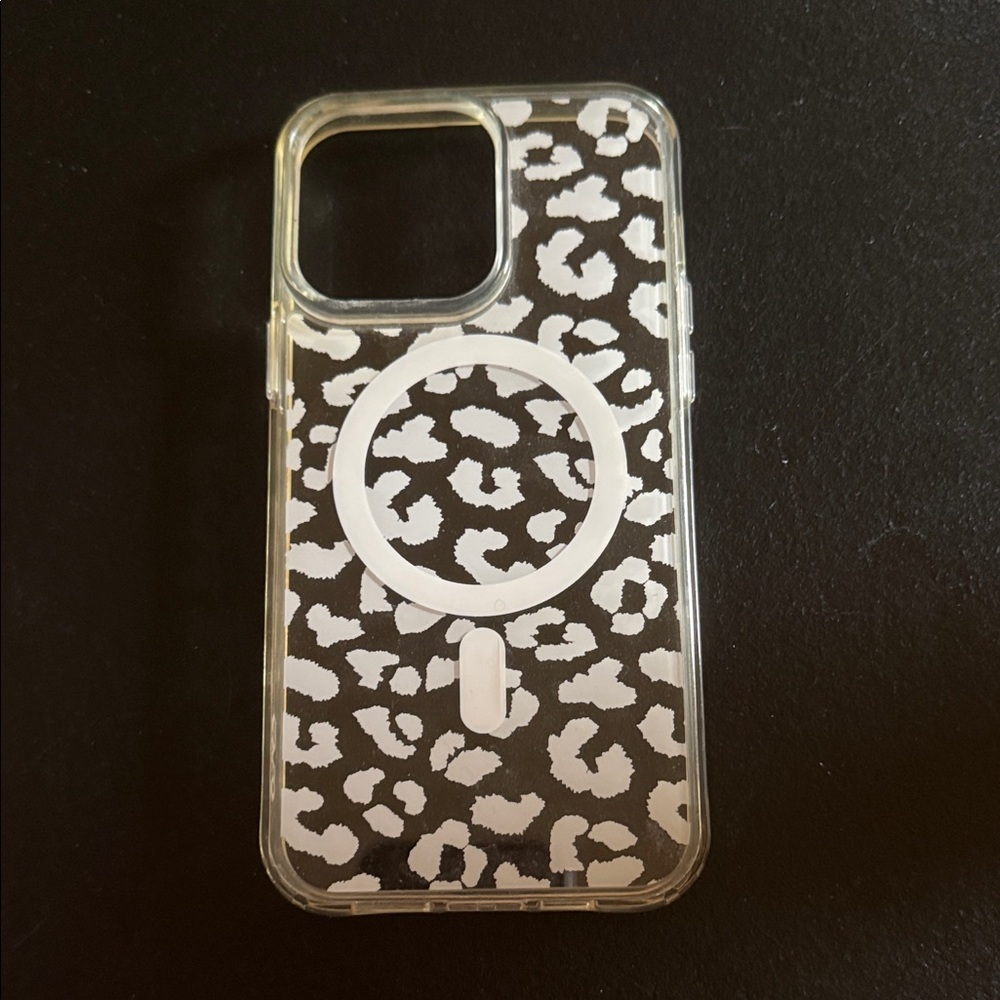 Leopard Print Clear Phone Case 14 PRO MAX